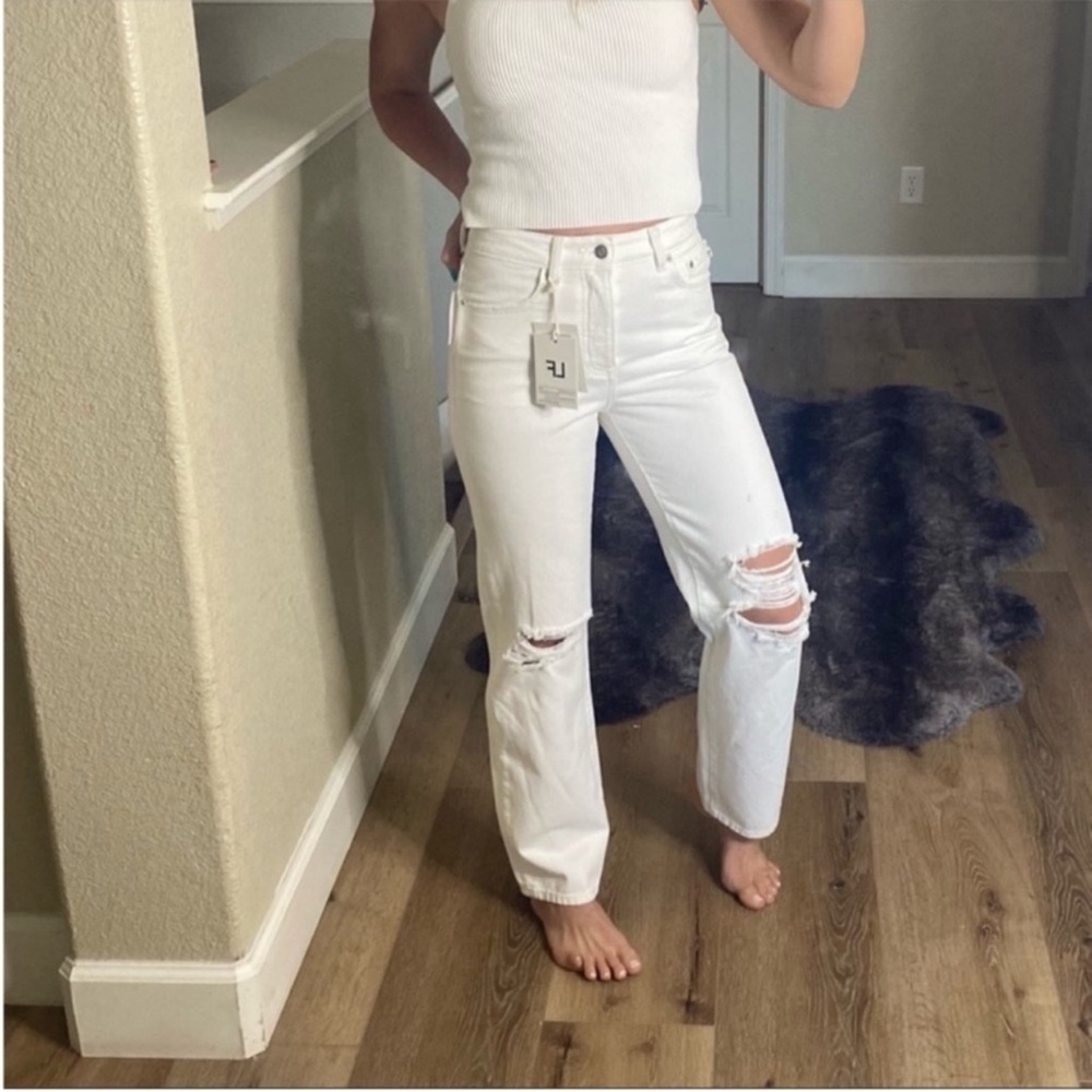 Lovers and Friends Ryan white high rise distressed jeans